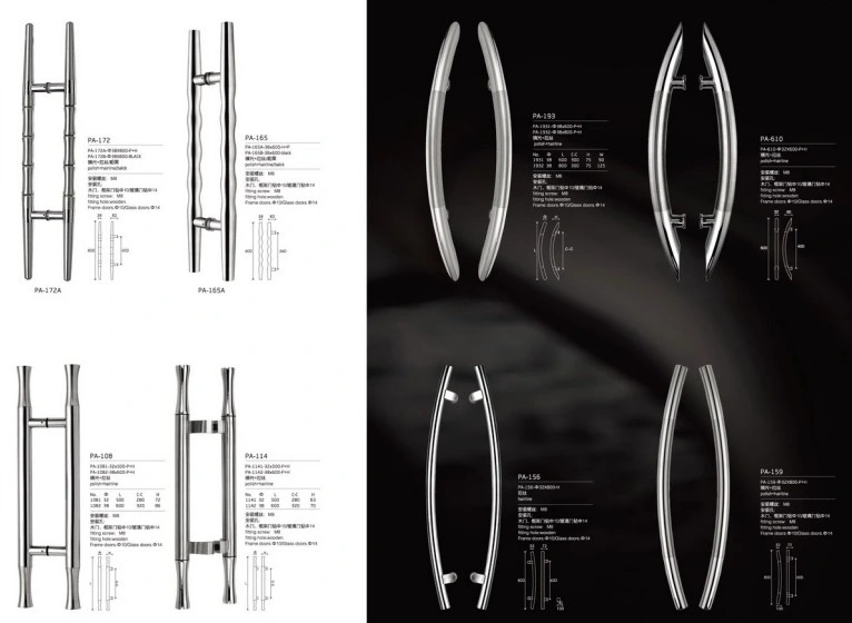 Different Length Glass Door Stainless Steel Big Handle Without Lock