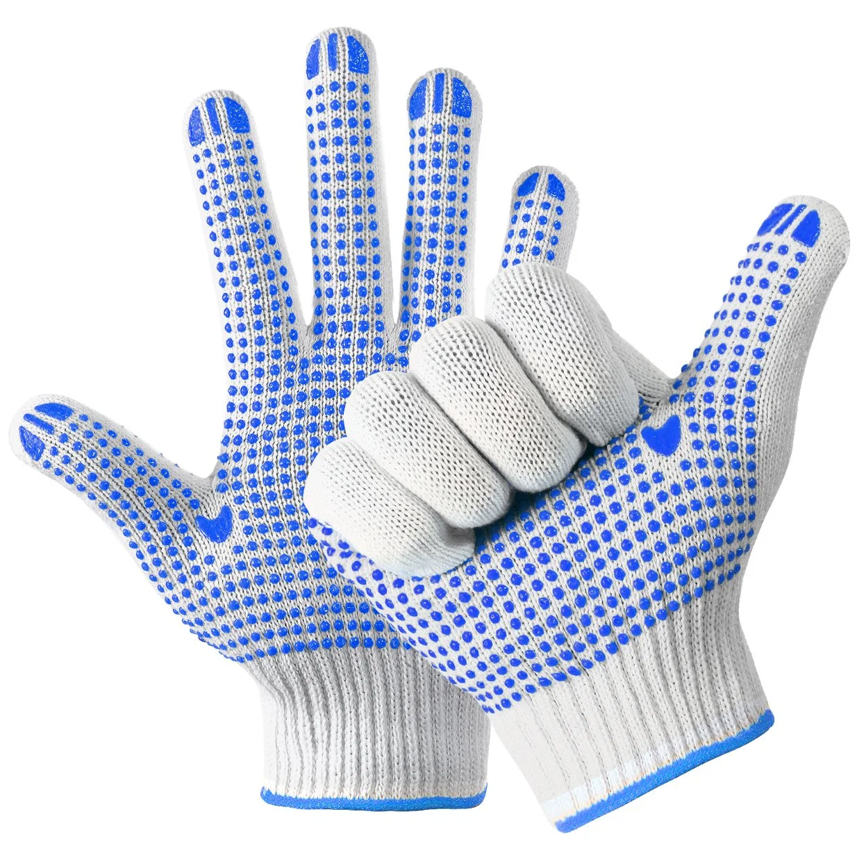 China Großhandel PVC gepunktet / Punkte Sicherheit / Arbeit / Arbeitshandschuh Industrie / Bau / Arbeits Guantes Baumwolle gestrickt Handschuhe