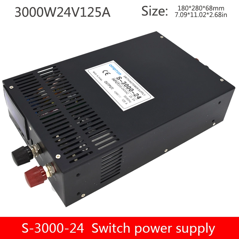 S-3000-24V Adjustable Voltage High DC LED Power Switching Supply 3000W AC to DC 24V 125A 12V 62.5A