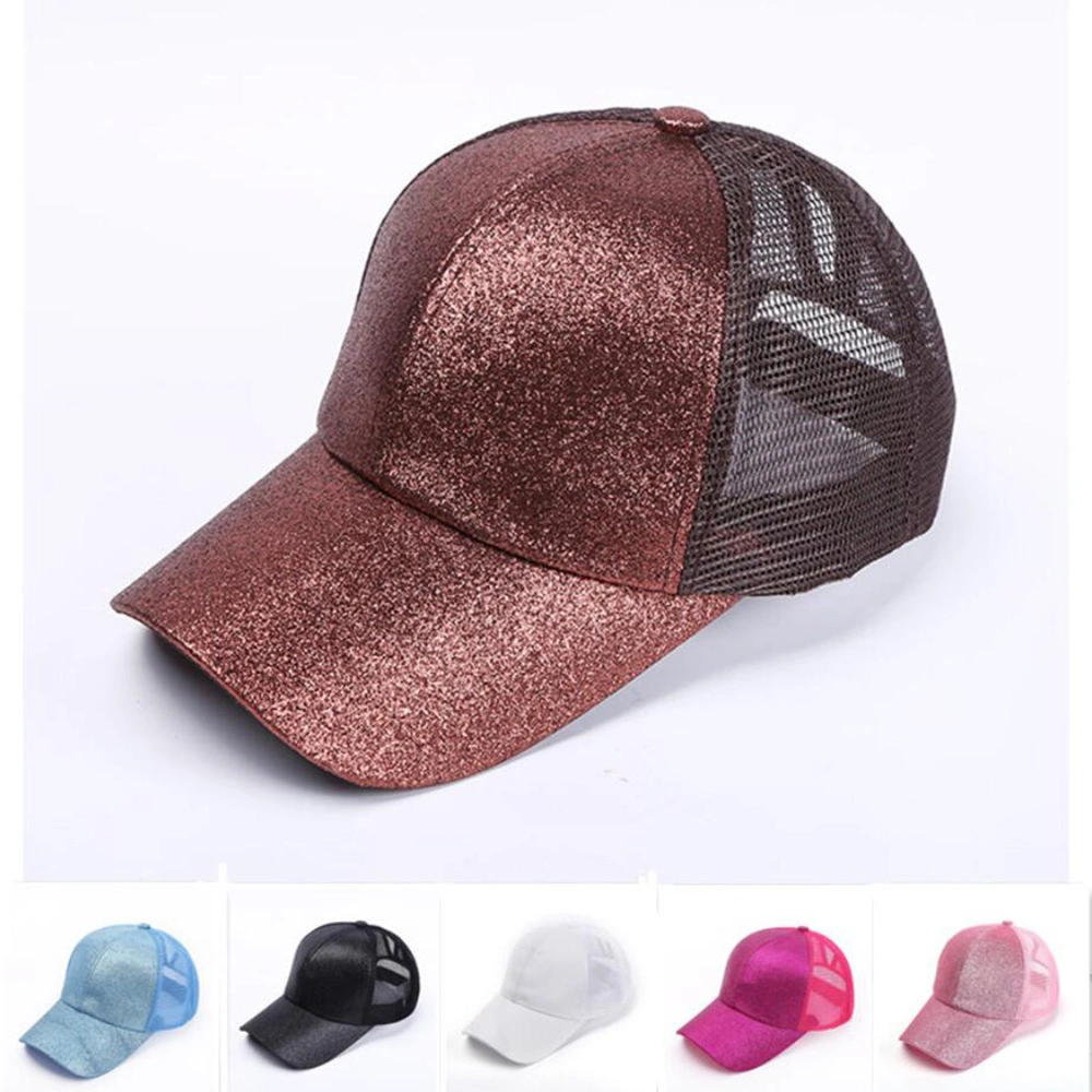 Women's Baseball Cap Ponytail High Buns Trucker Adjustable Snap Back Sequins Mesh Outdoor Sports Cap Esg13182