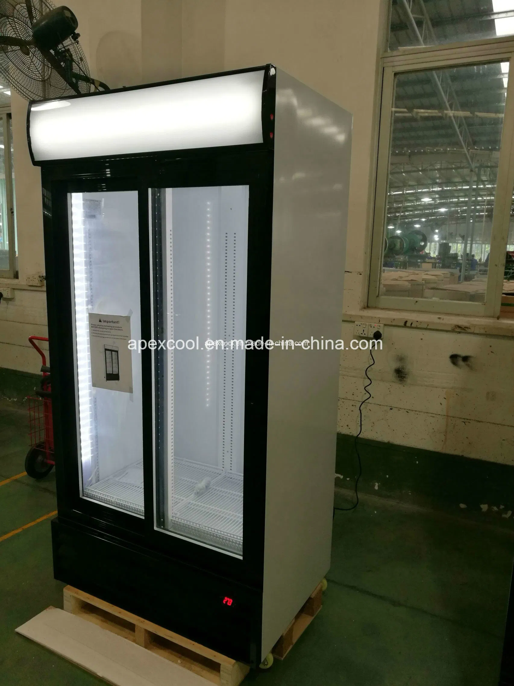 800L porte en verre coulissante Refroidisseur vertical