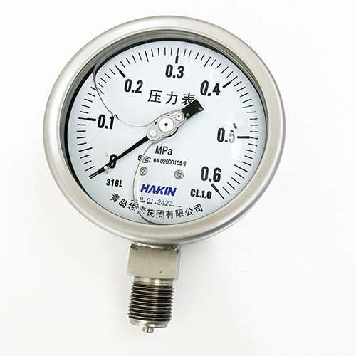 Hakin Steel/Brass/Stainless Steel/SS304/SS316 Pressure Gauge German Style Vibration Proof with Glycerine/Methyl Silicone Oil En837-1 232.30, 233.30