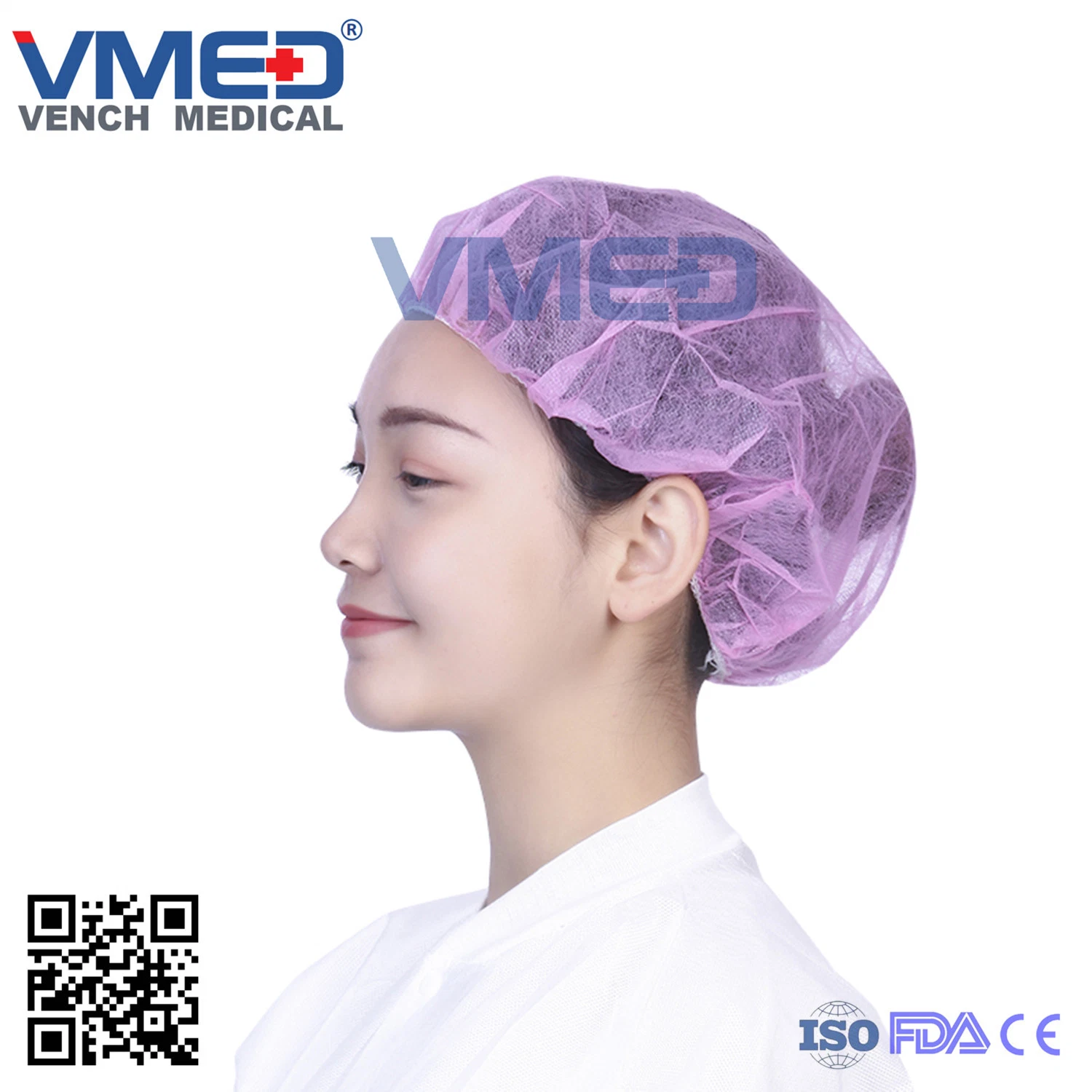 Disposable Nurse/Doctor/Surgical/Round/Hospital/Medical/Dental/Nonwoven Bouffant Cap, Dispsable Colorful Non-Woven Bouffant Cap