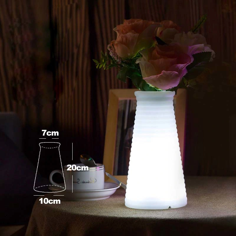 مصابيح خلفية مضاءة مزودة بمصابيح LED باللون الأحمر والأخضر والأزرق (RGB) مع منفذ USB LED صغير مصباح طاولة وعاء الزهور لمجموعات الحانات