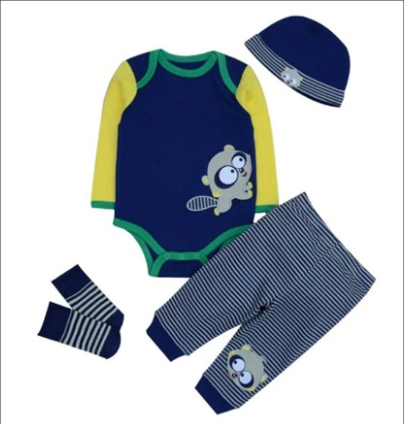 Conjunto de meias para bebé Kiddiezoom mangas compridas Romper e calças para criança