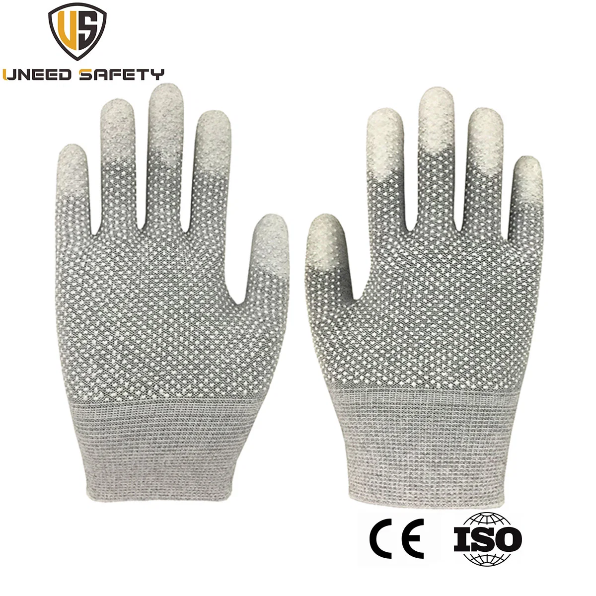 Antistatic ESD Electronic Carbon Fiber Screen Touch Gloves with White PU Palm Coated