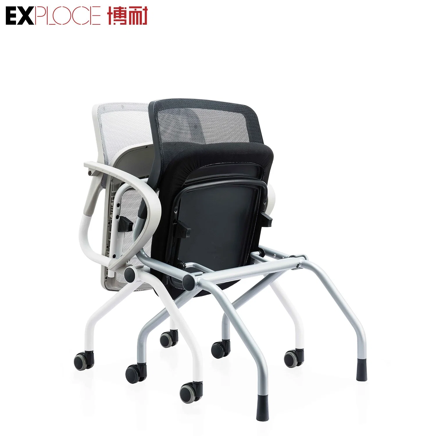 PP Reversible Automatic Return Plastic Office Wholesale New Design Plastic Furniture Outdoor Training Folding Chair