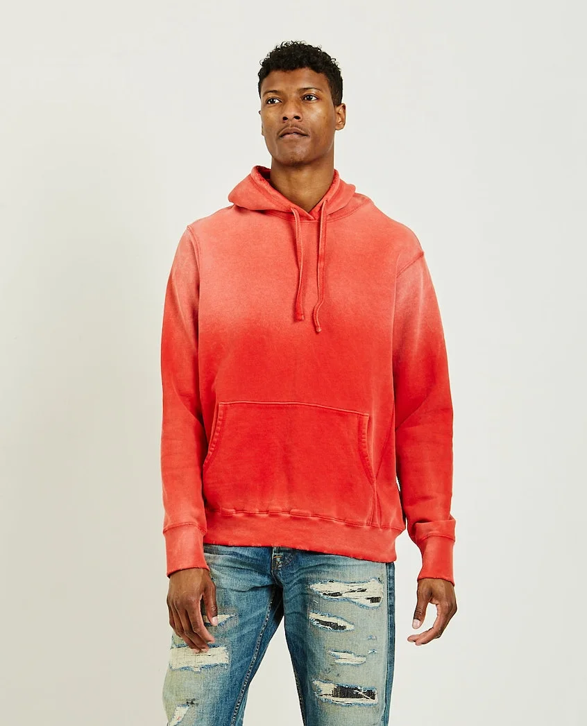 100%Cotton High quality/High cost performance Blank Mens Hoodie Drop Shoulder Red Sun Faded Hoodies with Strings