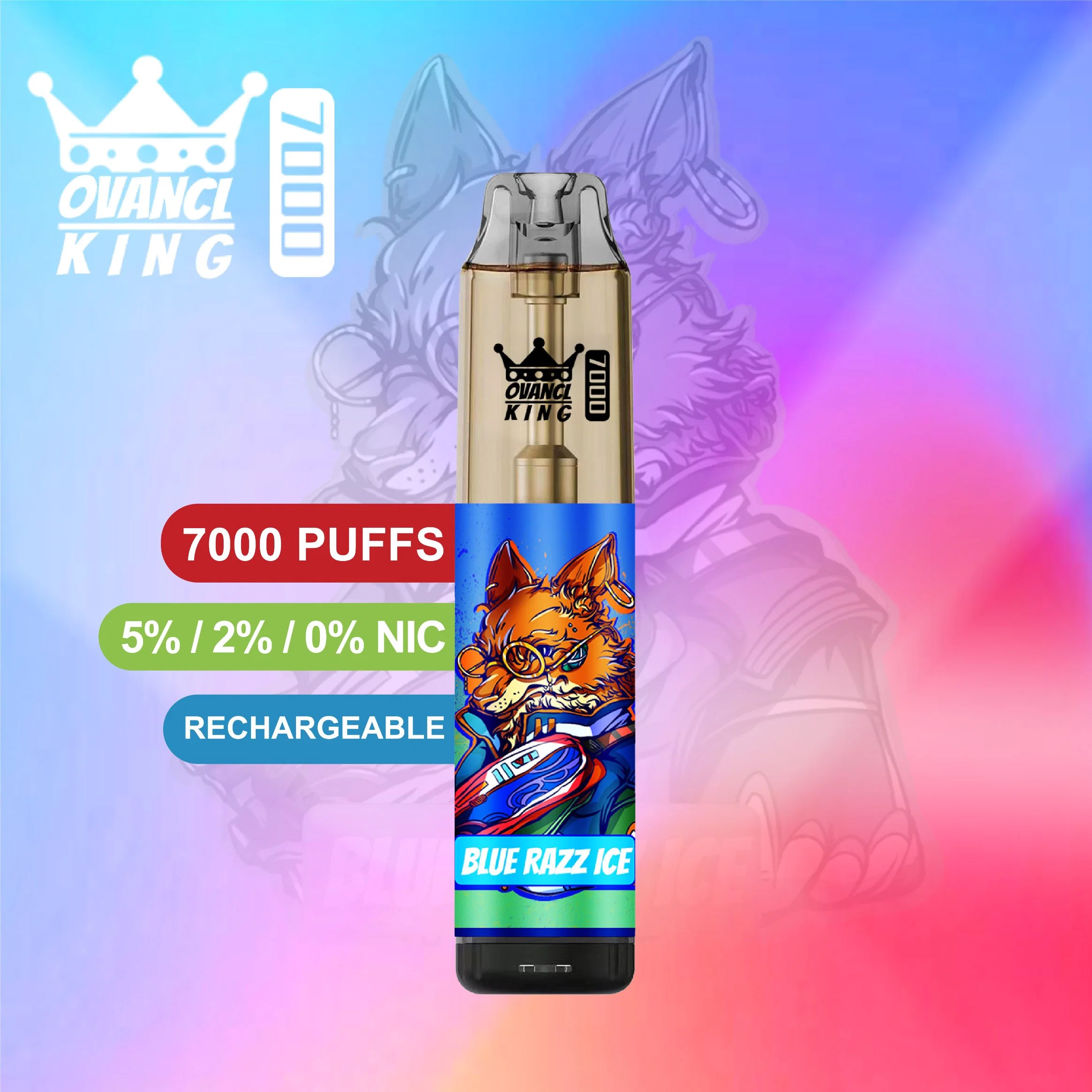 Aroma King 7000 Puff Vapes Shenzhen E Cigarette Factory Precio Vaporizer VAPE LED Light Vaporizer OEM Wholesale/Supplier i VAPE Luz LED desechable VAPE