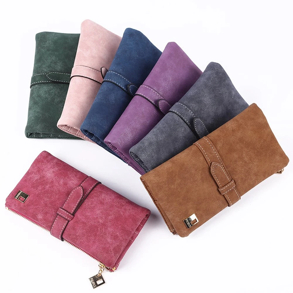 Korean Fashion Retro Frosted Women's Medium and Long Multi-Card Wallet