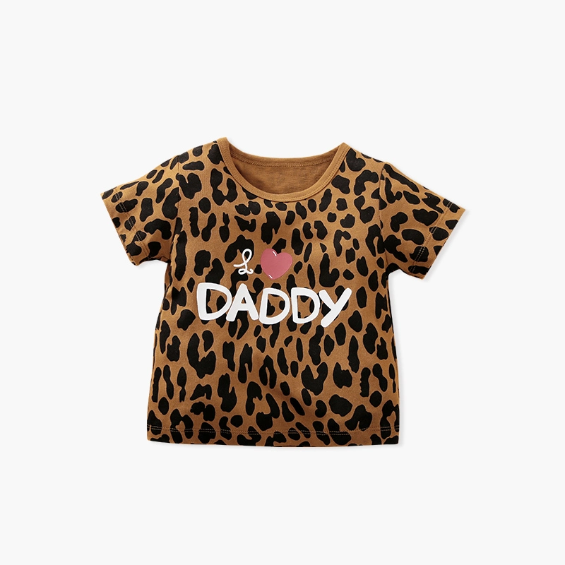 Atacado estampado de manga curta Leopard para o verão unissexo bebé bonito T-shirt Fashion Clothes para bebé