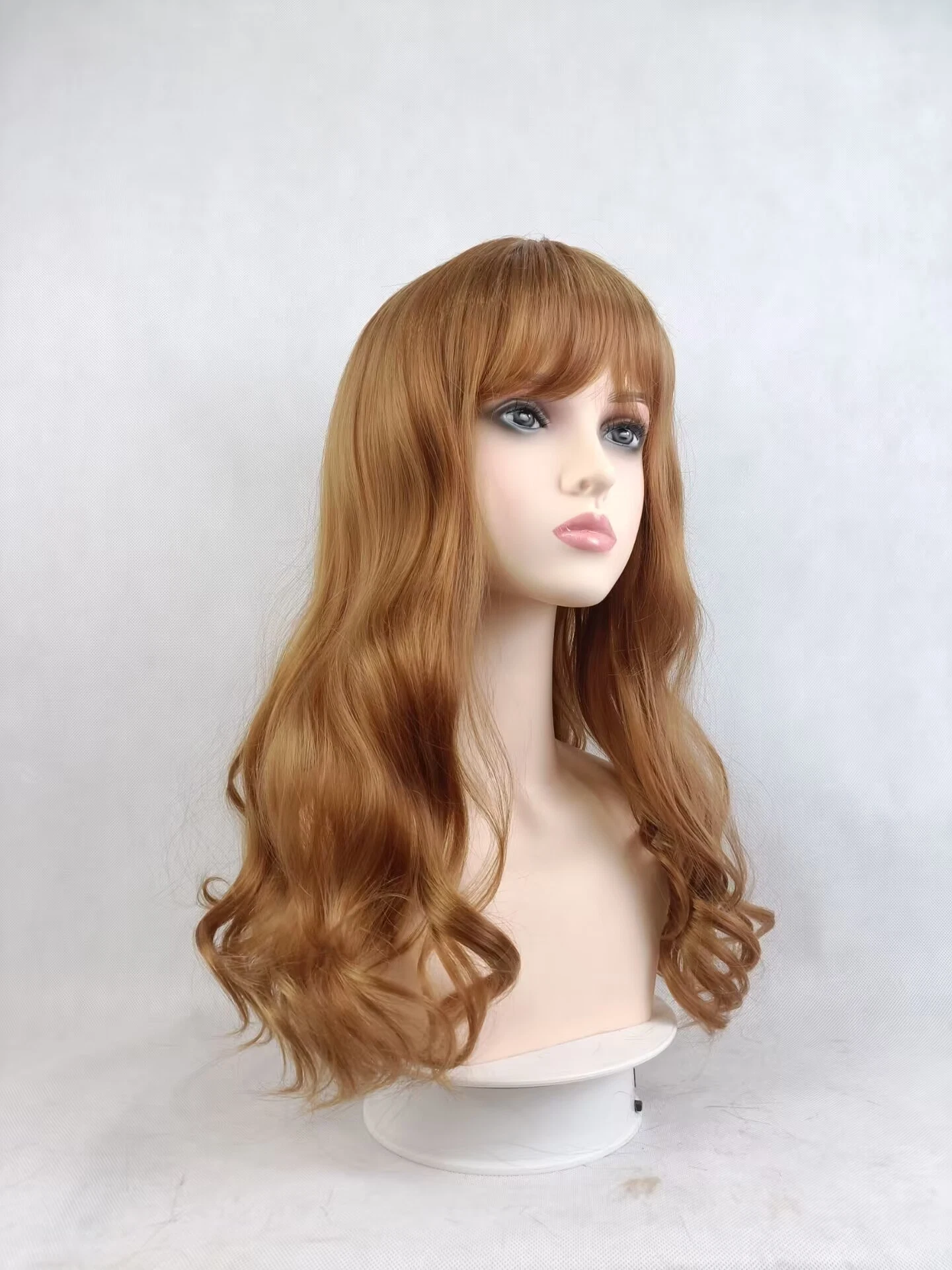 Russian Women Daily Wigs Long Wavy Brown Curly Thick Soft Hair Synthetic Wigs