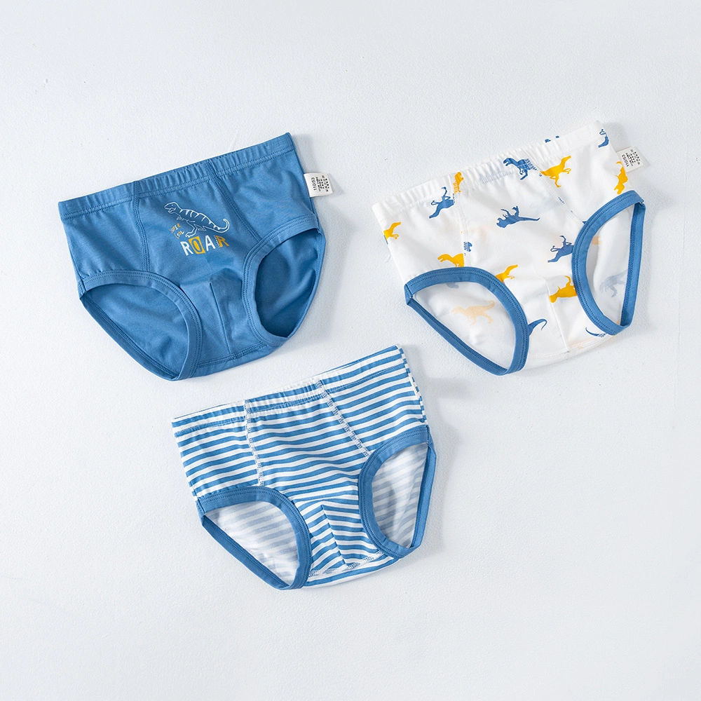 Boys Cotton Briefs Breathable Stretch Baby Cartoon Children's Shorts Three-Piece Underpants