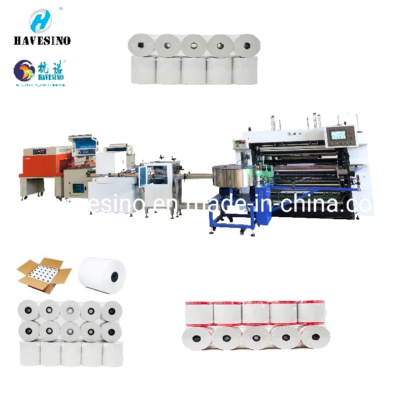 Papel de caja POS semiautomático Slitting automático de alta velocidad Máquina para papel térmico Cash papel máquina rebobinadora de basura