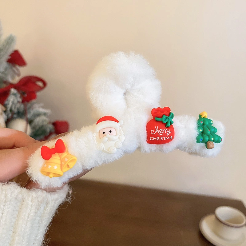 Plush Christmas Hair Claw Santa Snowman Elk Hair Clip Shark Clip Hair Grab Clip