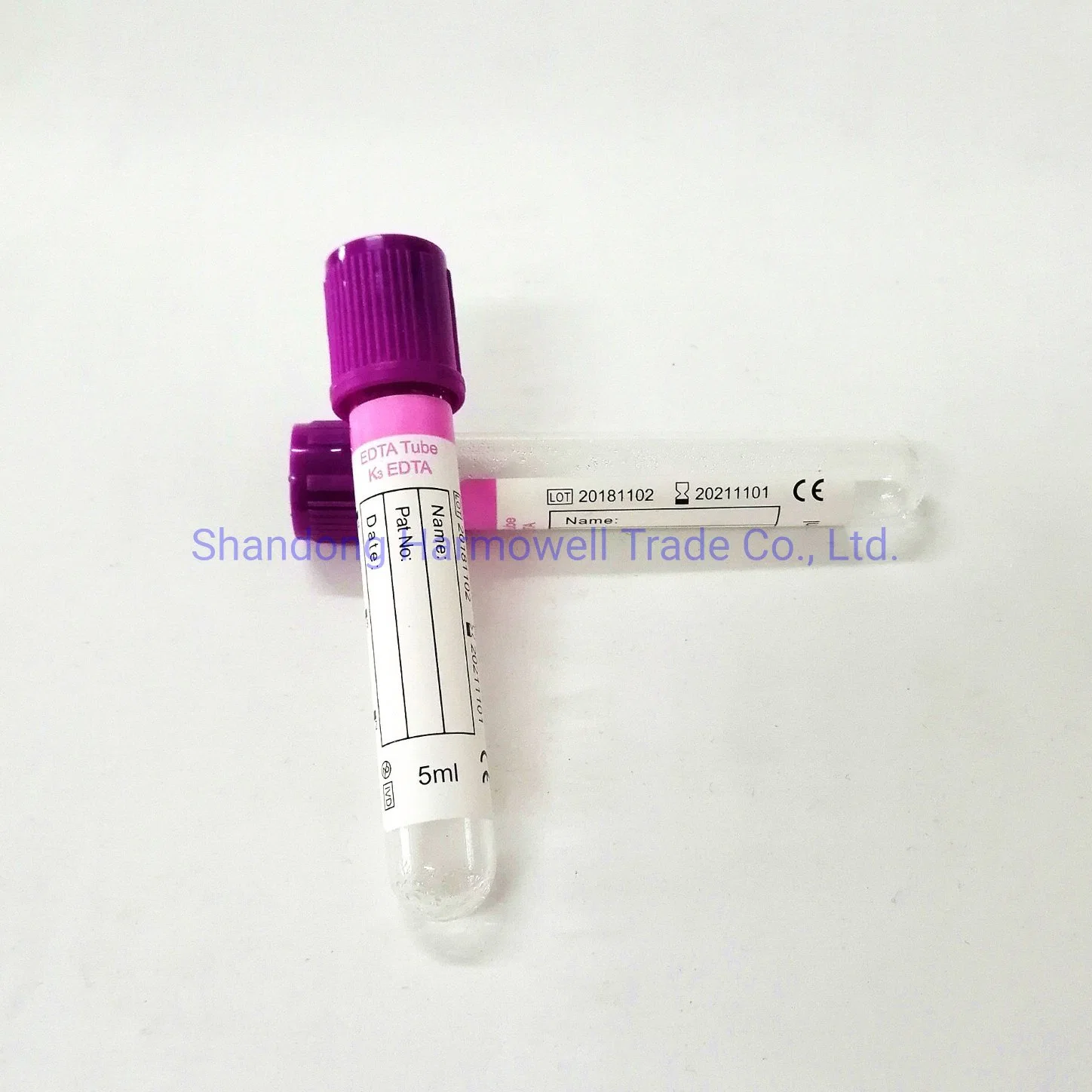 Glass 5ml Purple Cap EDTA K2/K3 Vacuum Blood Collection Tube