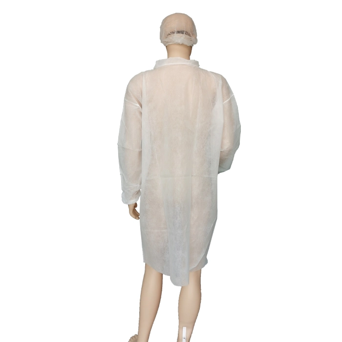 ISO13485 Disposable PP Nonwoven Dust Proof Garment with Collar Without Pocket for Food Factory