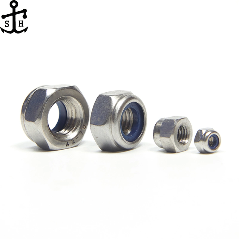 Hardware Fasteners Metal Stainless Steel M6 M8 M10 Nylock Nylon Nyloc Insert Lock Nut Nuts DIN985