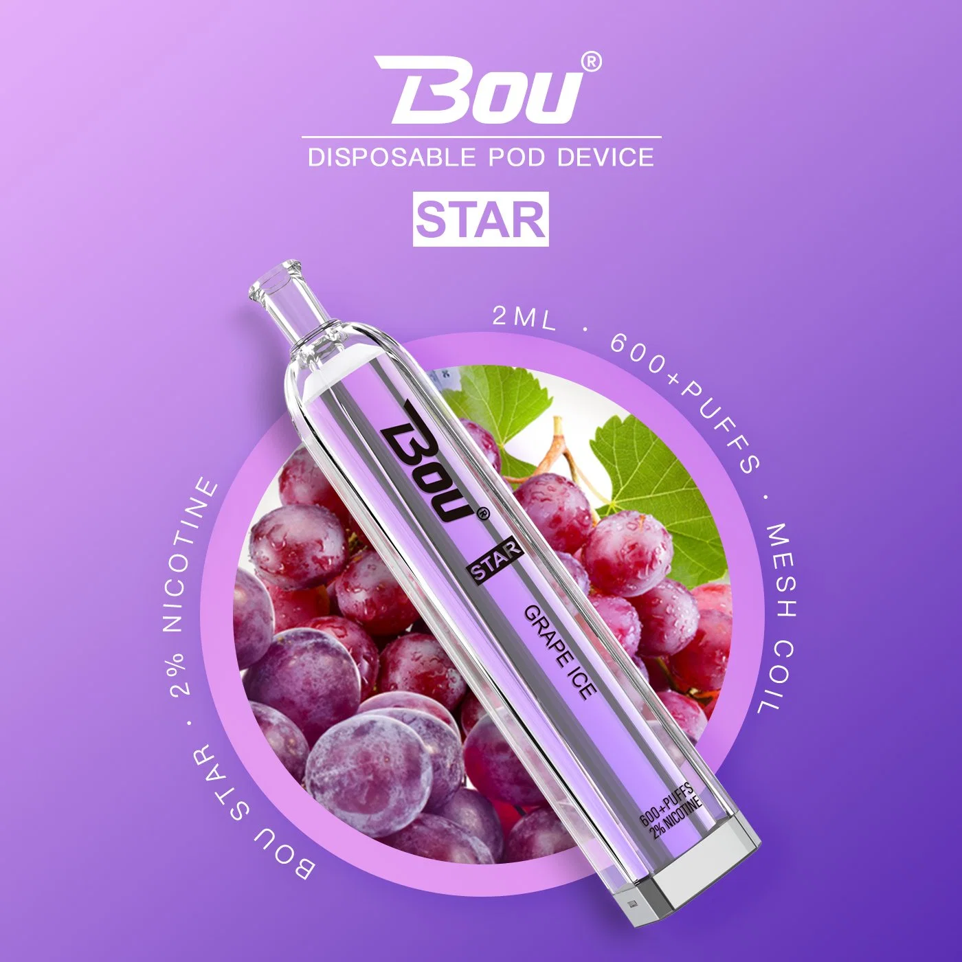 2022 Best Wholesale/Supplier Bou Star Custom Electric Cookies Hookah E Shisha 20 Flavours Vaporizer 2ml Oil Disposable/Chargeable Pod Vape Pen