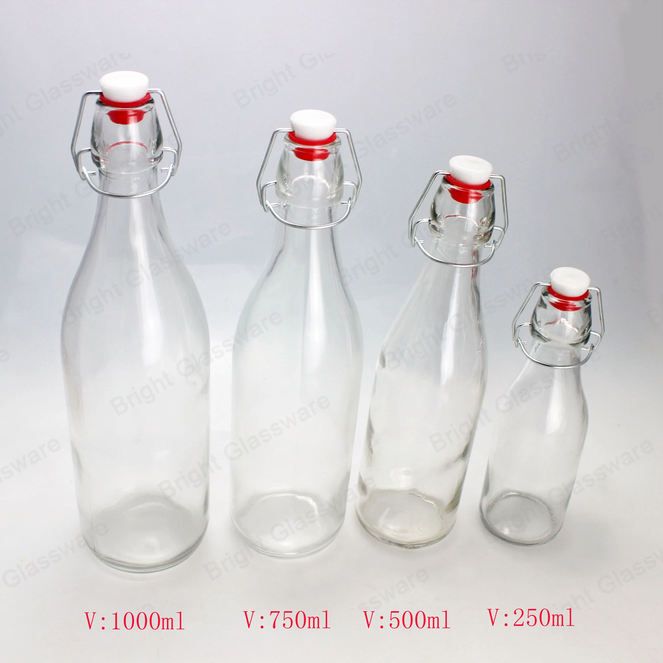 Tall Round 250ml Clear Glass Olive Oil Bottle with Airtight Cap