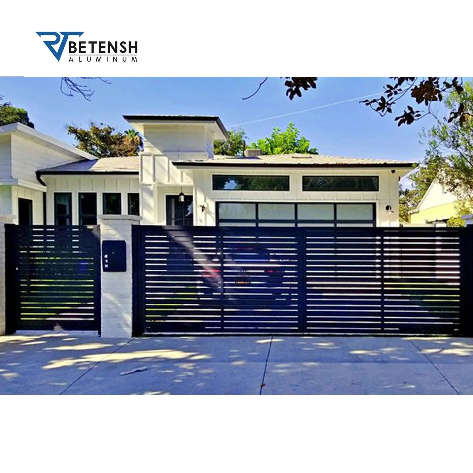 Power Coated Black Customized Sliding Security Aluminium Entrance Driveway Gate for Residential Garden Courtyard