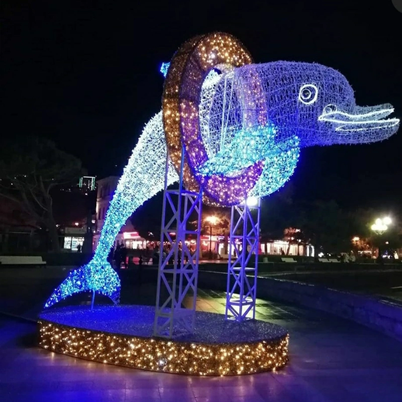 Motif LED Whales Lights Christmas Dolphins Holiday Decorations Waterproof Outdoor Street Mall Landscaping