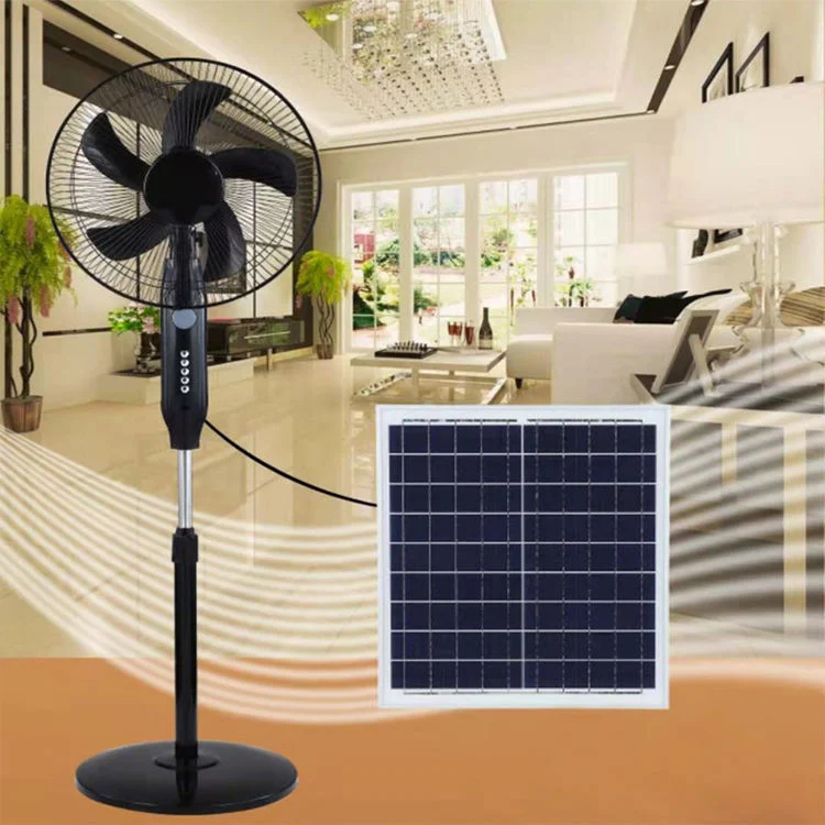 Solar Fan Outdoor AC/DC Adapter Portable Rechargeable Power 16 Inch Fan