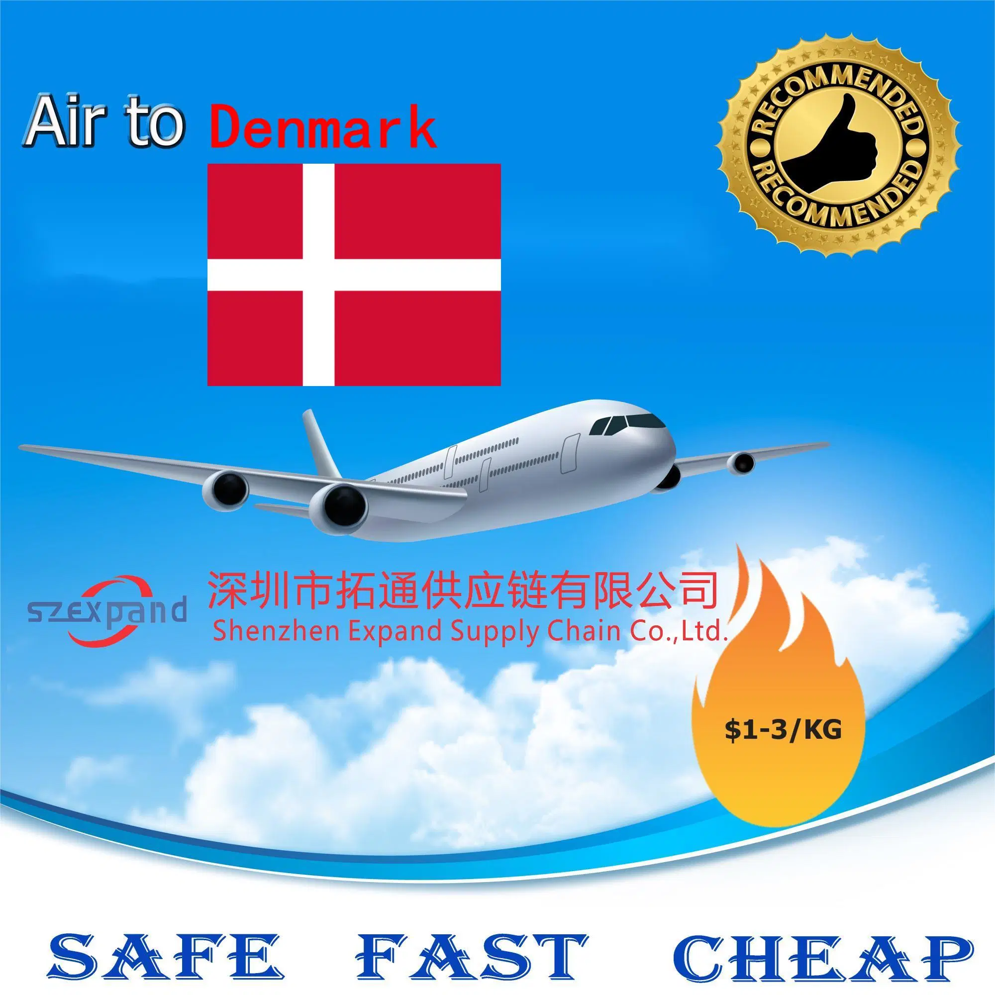 Alibaba Express, by Air/Sea/Railway/Truck Cargo/Freight/Shipping Container LCL Forwarder/Agent From China to Copenhagen, Denmark Amazon/Fba DDP/DDU Logistics