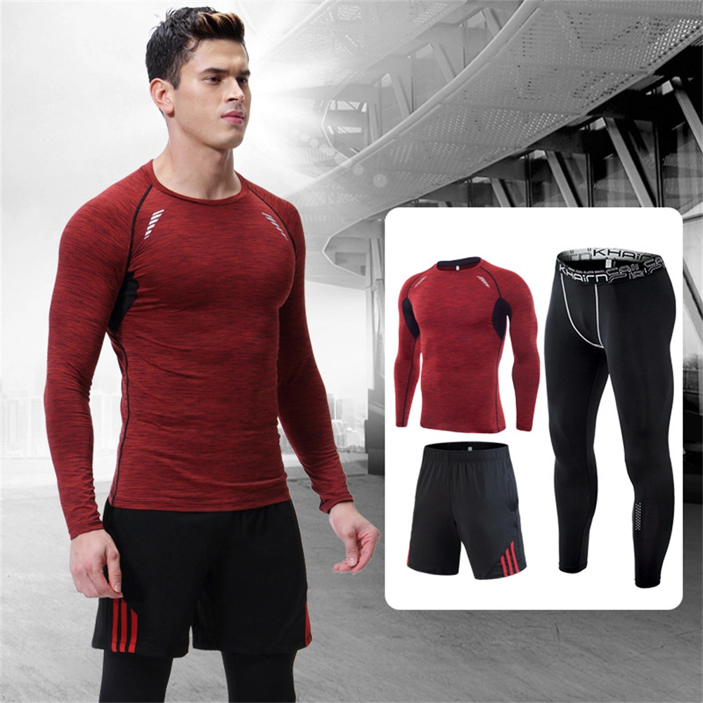 SJ-MT2029 Free Match Style 3 Piece Compression Gym Tights Suits Sportswear Men&prime; S Fitness Clothing Customized Design Gym Sets