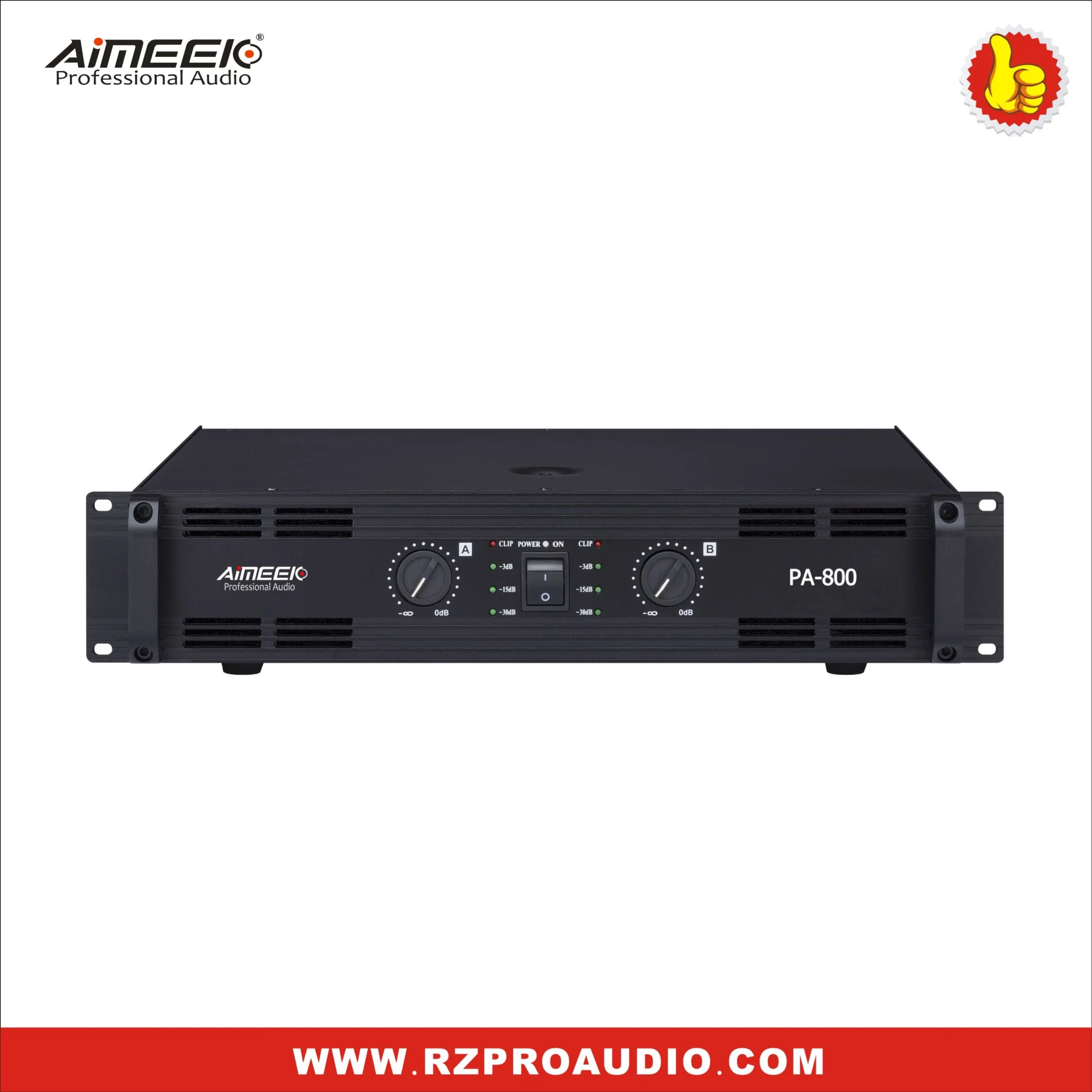 Aimeek Audio PA-800 High Power Bass Professional 2*800W 3u Power Amplifier for Stage Performance KTV Amplifier