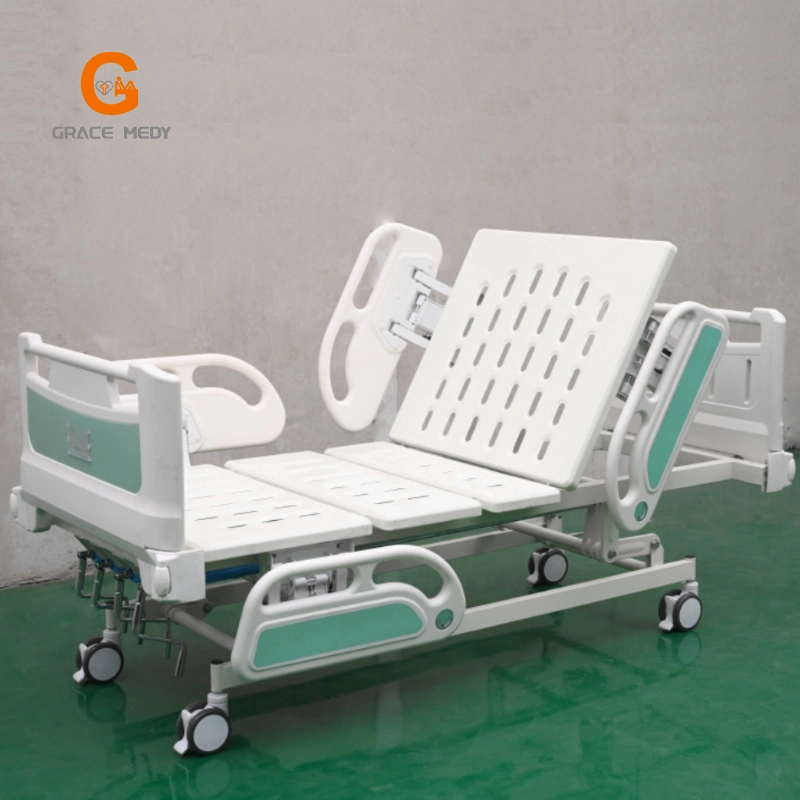 Cheap 5 Function 4 Crank Manual Medical Hospital Bed Detachable Headboard