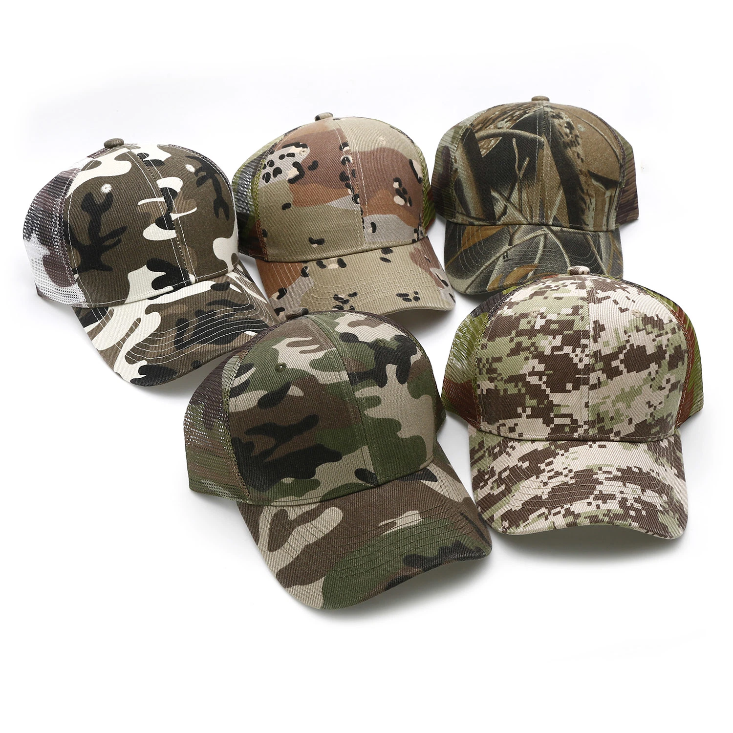 6 Panel Camouflage Blank Trucker Mesh Baseball Caps