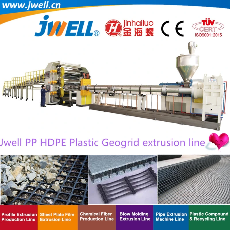 Jwell-PP HDPE Plastic Geogird Recycling Making Extruder Machine Used in Inrrigatin Highway Railway Mine and Building Project