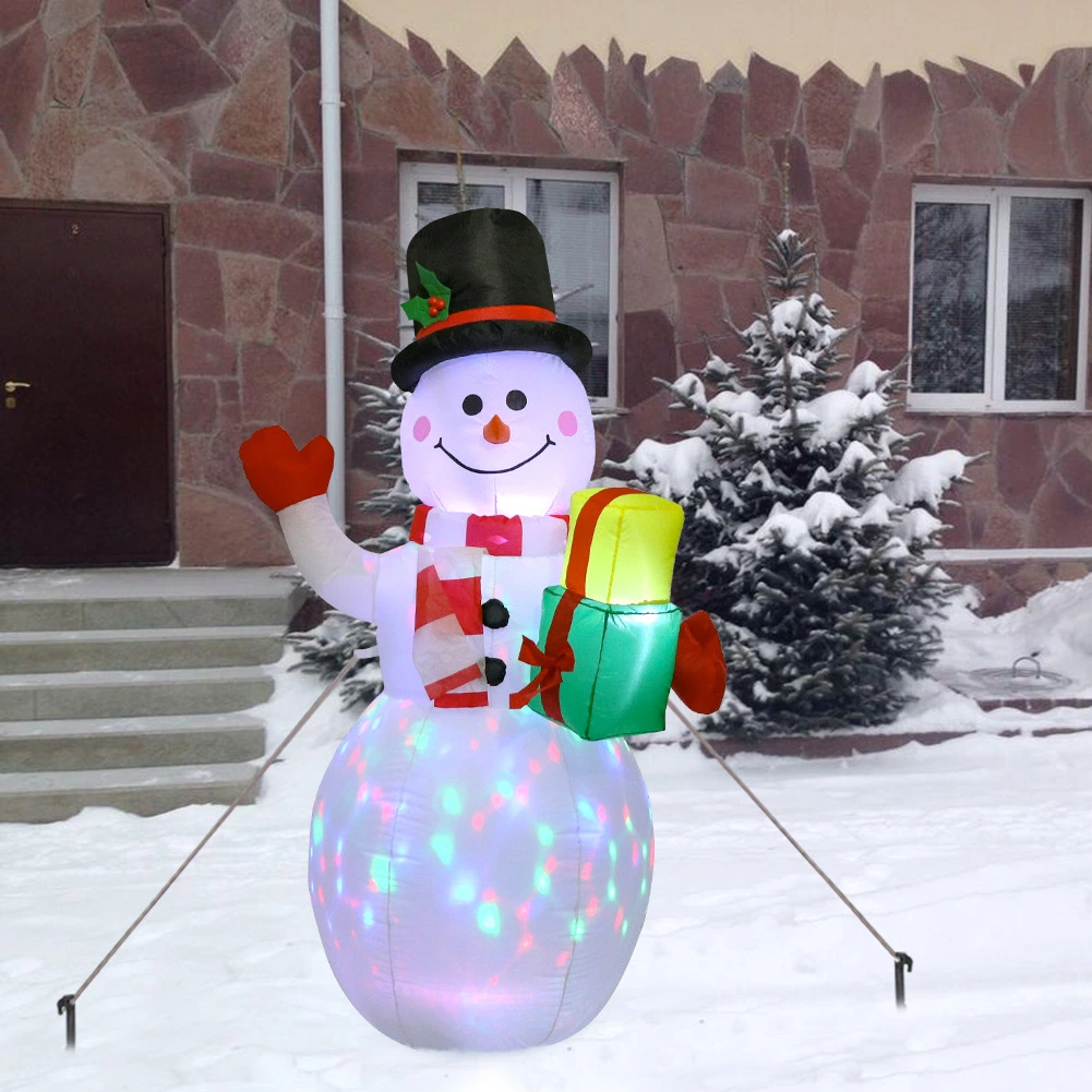 6FT Et 3FT de long en PVC gonflable de noël santa béquilles décoration avec 7 couleurs pour Noël Outdoor cour intérieure