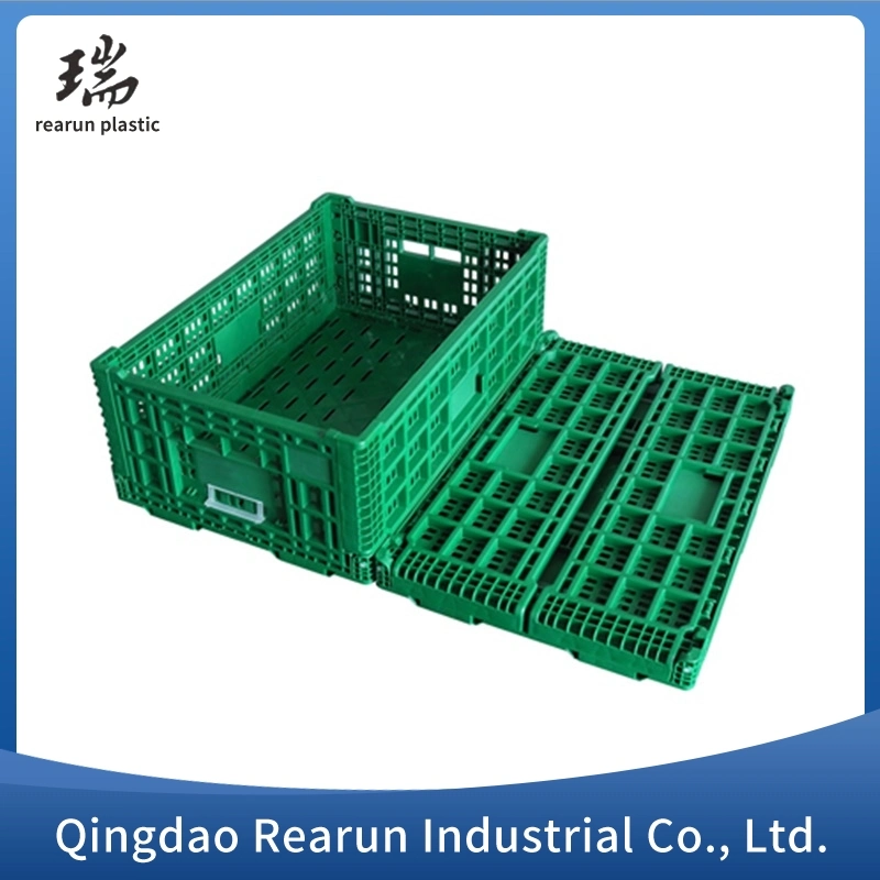 New Design Supermarket Ventilable Mesh Vegetable and Fruits Plastic Stackable Storage Crates Folding Basket