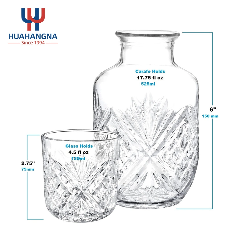 Schlafzimmer Nachttisch Wasser Pitcher und Tasse Set 540ml Crystal bettset Night Karaffe Pitcher und Wasser Glas Becher Set für Wein Tee Whiskey