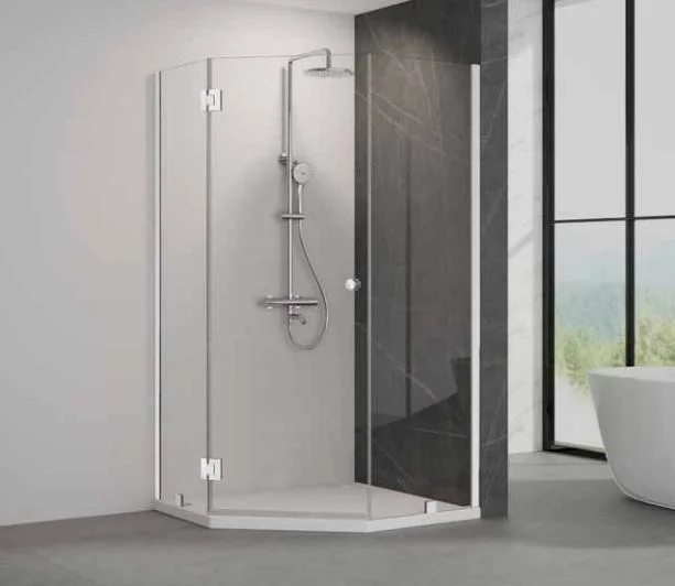 Tempered Glass Stainless Steel Profile Frame Glass Single Shower Door with Sliding Hinges