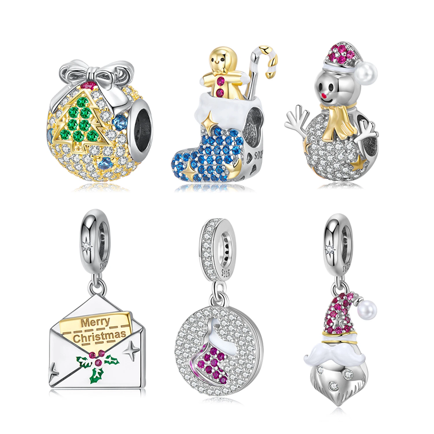 مجوهرات الموضة العلامة التجارية مستوحاة من الكريستال Beads S925 Gemstone Chالأسلحة Sterling عقد من اللونين الفضي مع ملحقات Bracelet DIY لعيد الميلاد هدية للأطفال