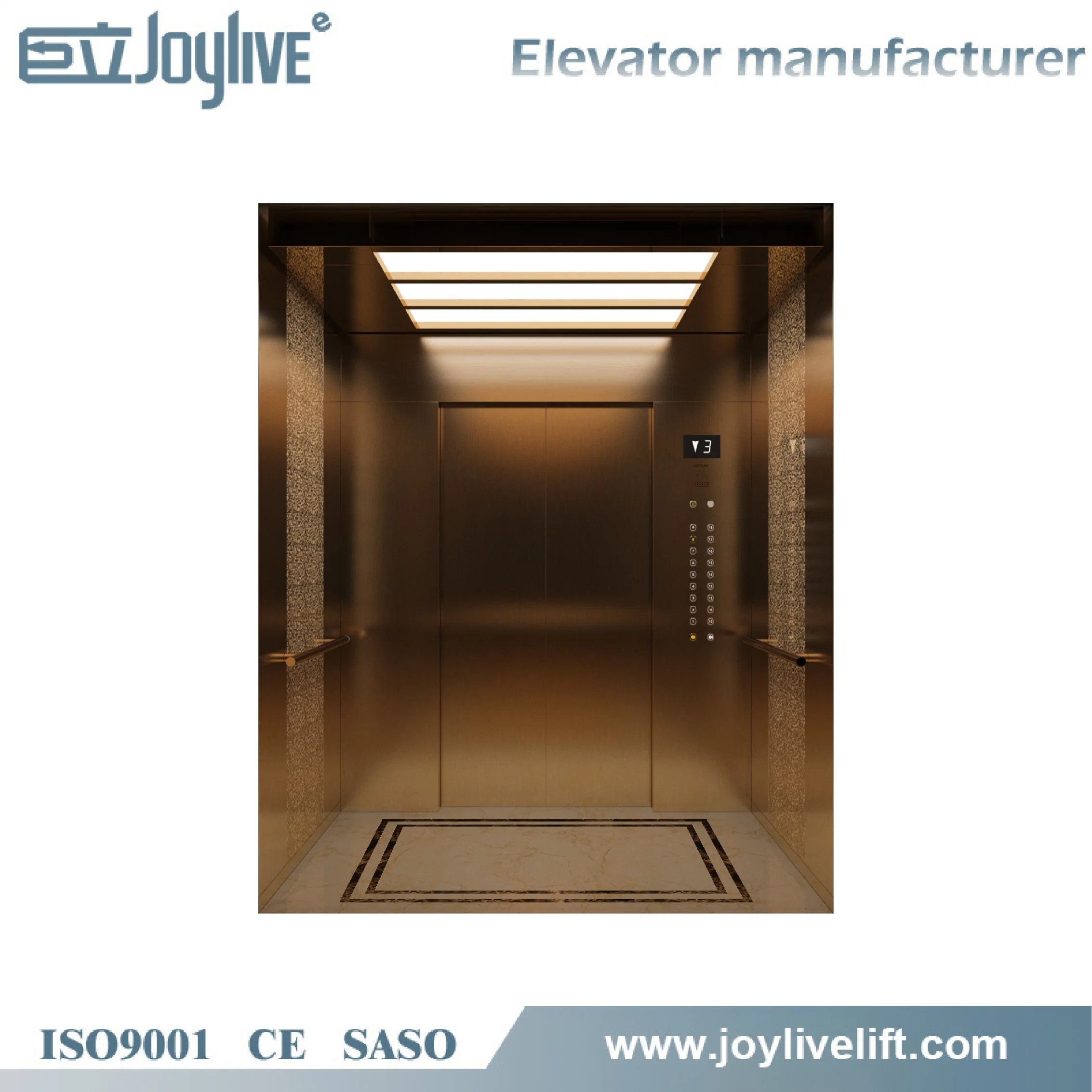 Large Car Room 800kg 600kg 1000kg Vvvf Passenger Elevator Lift for Super Mall with CE ISO