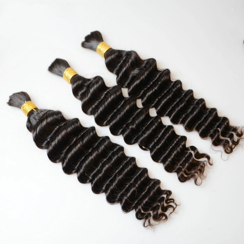 Bulk Human Hair Bundles No Weft for Braiding Deep Wave Hair Extensions