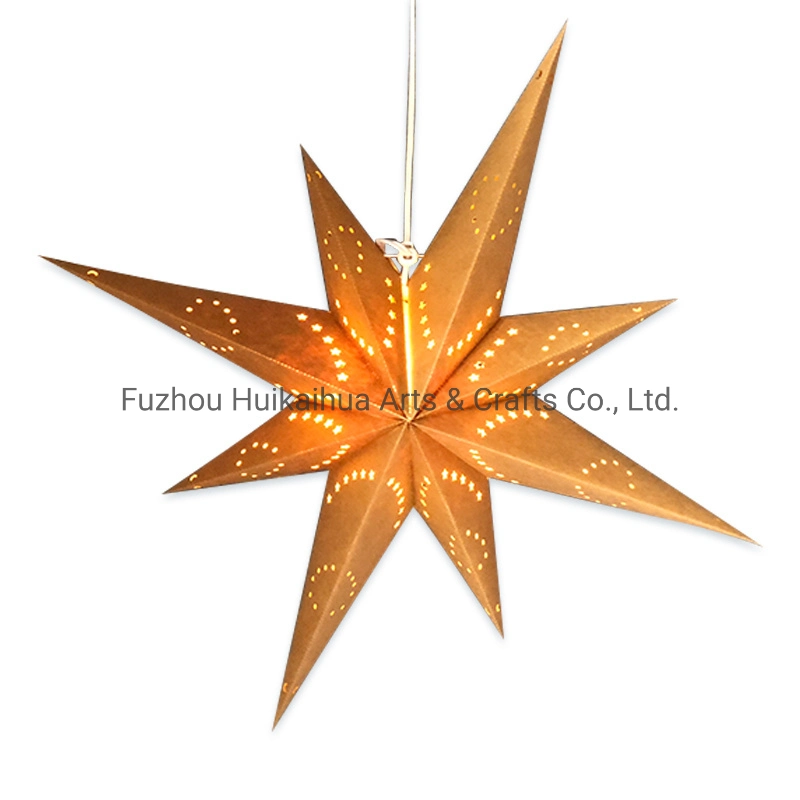 Lâmpada de estrela de Papel Kraft Travando Stars Papel decorativo Lâmpada de sinalização para a decoração da casa de terceiros