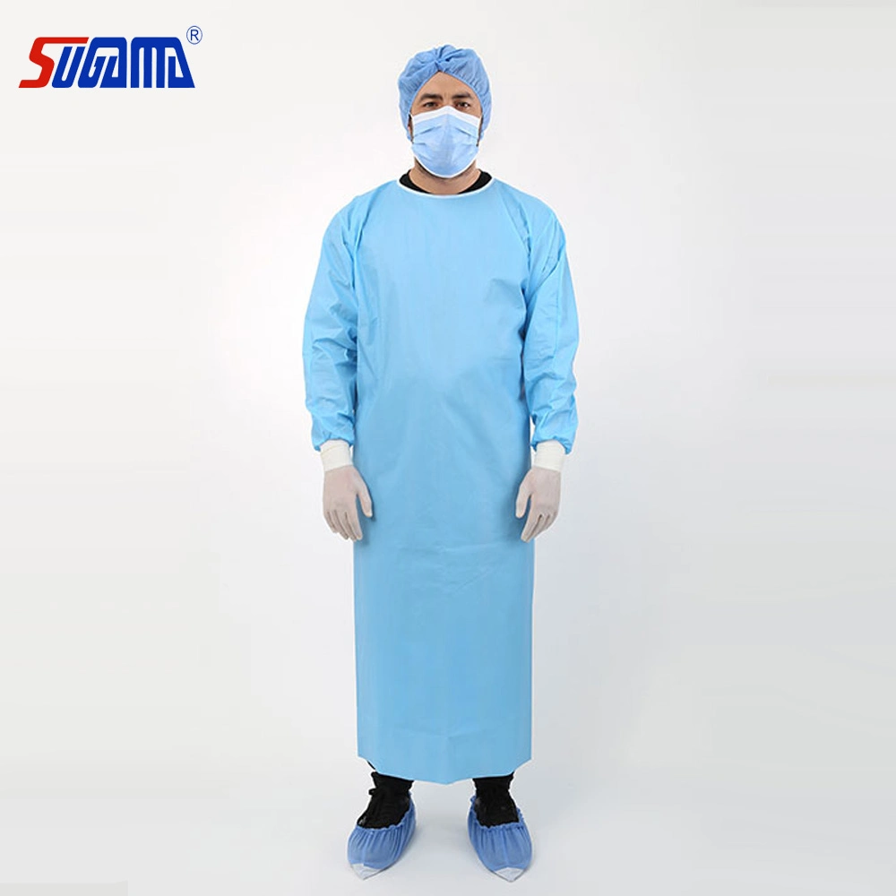 Niveau de l'AAMI Rhycom 50g 3 4 robe chirurgicaux stériles de haute qualité standard bleu renforcé les blouses de chirurgiens SMS