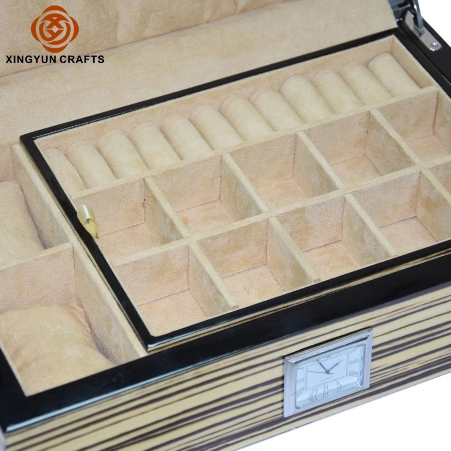 Luxury Wooden Craft Gifts Jewelry Case Large Capacity Jewelry Organizer Box with Cosmetic Mirror