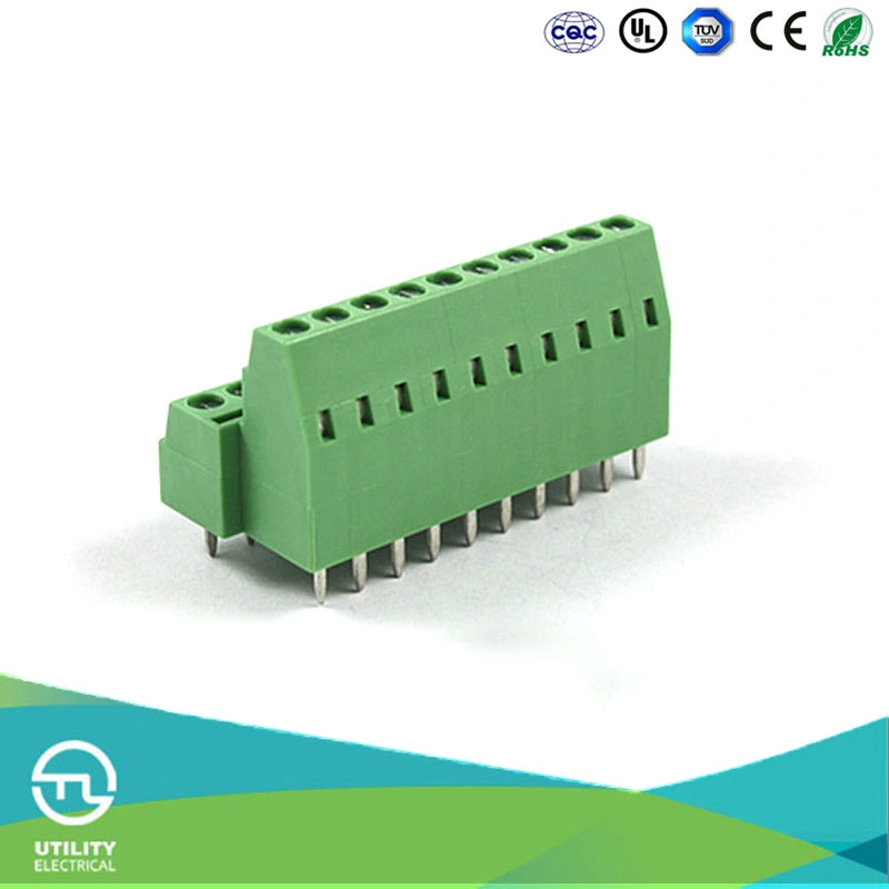 Bloques de terminales de tornillo de PCB Mu1.0h2l3.5 de 3,5 mm de paso