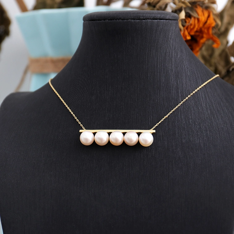 925 Vintage Pearl Necklace with Pink Freshwater Pearl Round for Christmas Promotion Women Gift