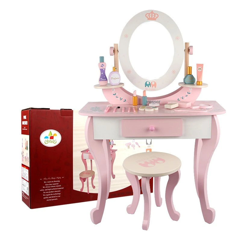 Casa de juegos de madera de juguete niña de tocador de mesa niños Dressers