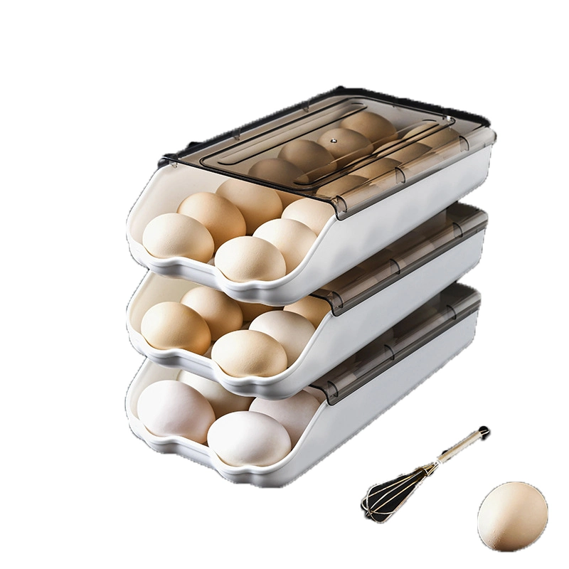 Comida de plástico contentor frigorífico cozinha da bandeja do organizador com suporte para o frigorífico caixas de ovos da gaveta de contentores Caixa de armazenamento de ovos