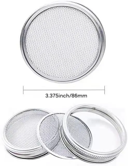 Wide Mouth Stainless Steel Seed Sprouting Mesh Lid for Bean Sprout