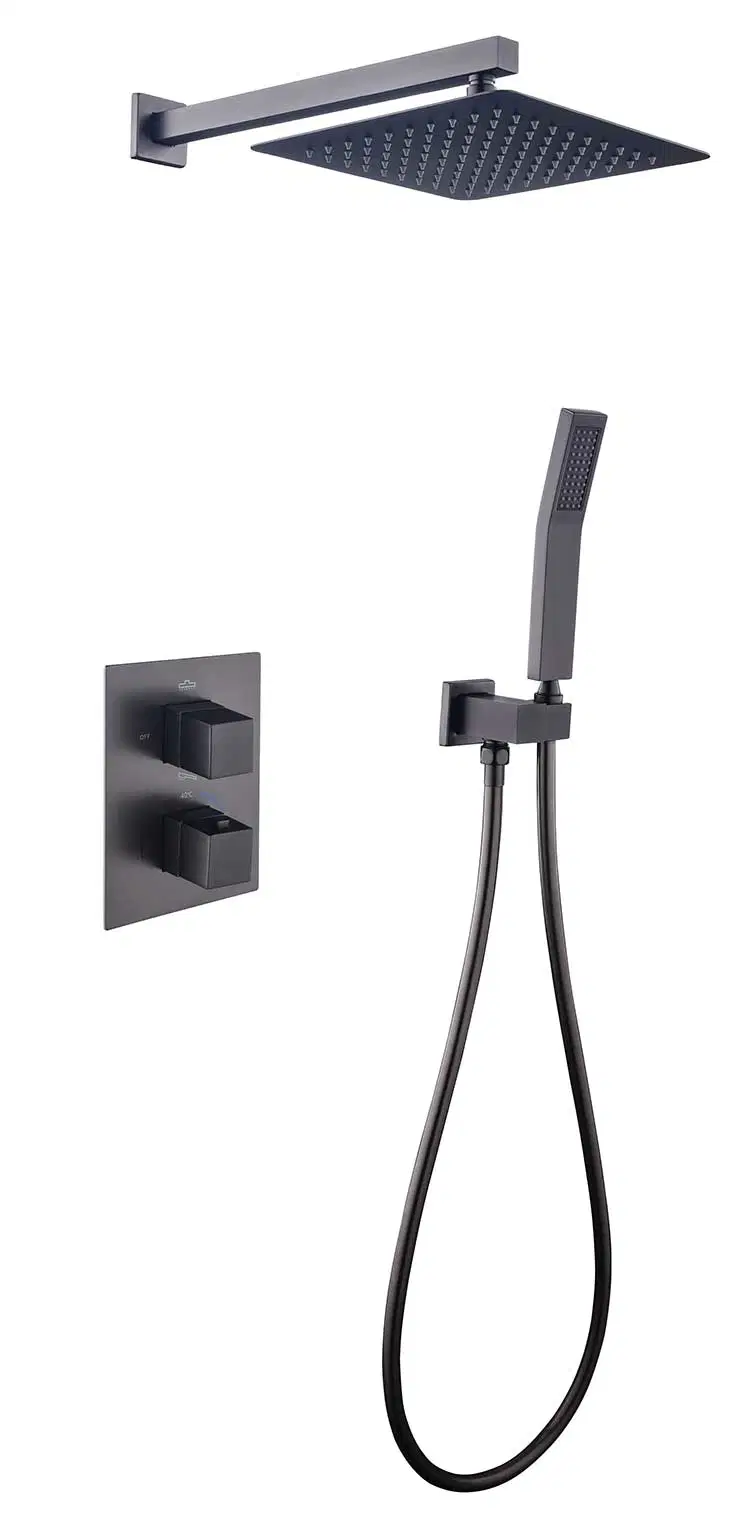 North American Styles Concealed Wall Mounted Square Round Handheld Shower Mixer Double Functions Chromed and Matt Black Gold Color