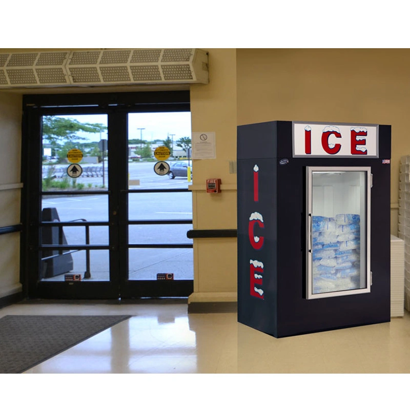 Copper Fin Type Glass Doors Ice Boxes Merchandisers 100 Cu. FT